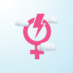Female Gender Symbol & Power Equality Sign Vector