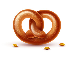 Pretzel baking bread isolated. PNG Illustration.