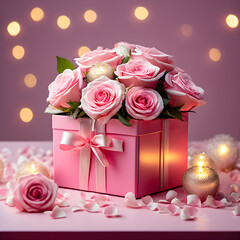 pink roses and box
Generative AI
