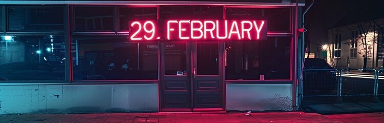 light neon sign that says 29.february in the night 