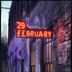 light neon sign that says 29.february in the night 