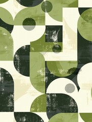 Cream and Green Geometric Abstraction Bold Minimalism with Abstract Patterns and Geometric Shapes