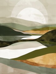 Nature Essence Minimalist Digital Art Piece Featuring Organic Shapes and Earthy Colors for a Serene Connection to the Natural World
