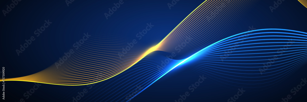 Poster Abstract blue background with flowing lines. Dynamic waves. vector illustration.