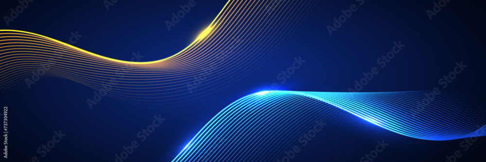 Poster Abstract blue background with flowing lines. Dynamic waves. vector illustration.