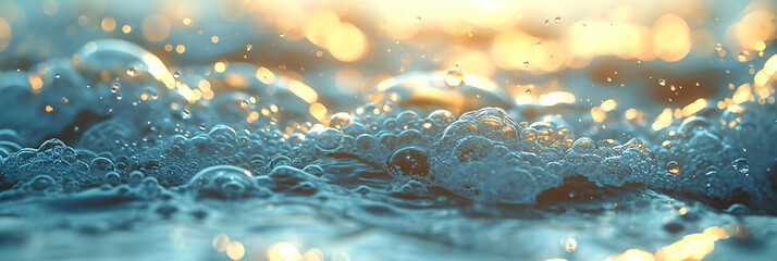 close up view of splashed water surface wide shot  - obrazy, fototapety, plakaty