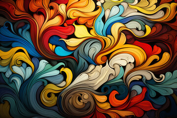 A mesmerizing array of abstract swirls flowing in a seamless, vibrant motion, featuring a rich palette of colors that create a dynamic and lively visual effect..
