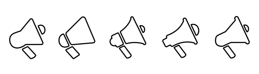 Megaphone line icons set simple vector	