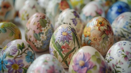 Fototapeta na wymiar Macro view of beautifully painted easter eggs
