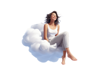 Happy young woman sitting on a sofa