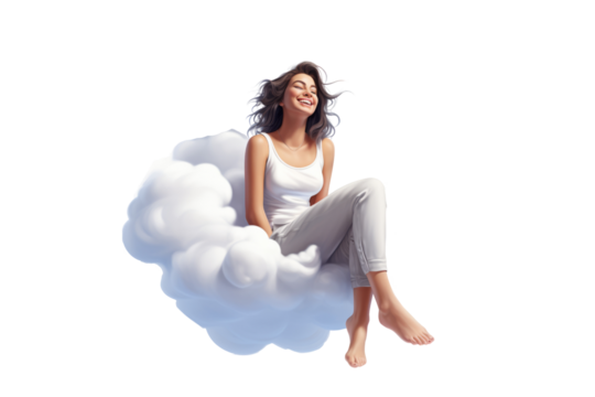 Happy young woman sitting on a sofa