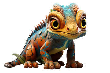 The transparent background is useful for graphic design with a worried chameleon cartoon