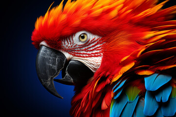 close up portrait of colorful  macaw parrot.
