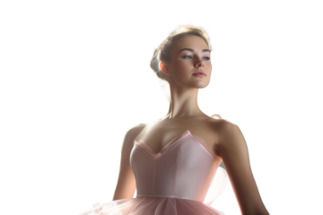 Digital png photo of caucasian female ballerina dancing on transparent background