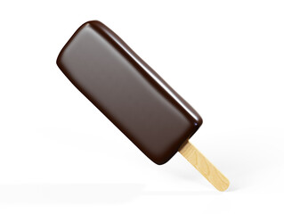 Soft serve chocolate ice cream 3D rendering illustration isolated on white background