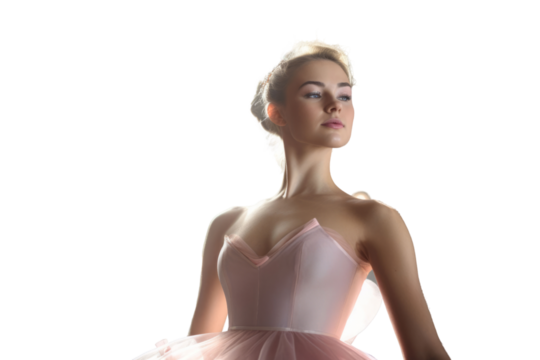 Digital png photo of caucasian female ballerina dancing on transparent background - Powered by Adobe