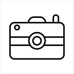 Ikon kamera dengan gaya datar trendi diisolasi pada latar belakang putih. Simbol kamera untuk desain situs web, logo, aplikasi, UI Anda. Ilustrasi vektor, EPS10.