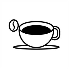 Cup of coffee tea with steam icon in black simple design on isolated background. EPS 10 vector