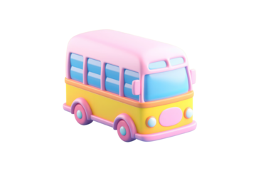 3D Rendering back to school bus cartoon style. 3D Render illustration.