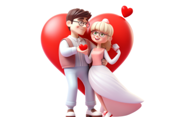 married couple icon to celebrate valentine's day- unique statue design on transparent background - chiaroscuro