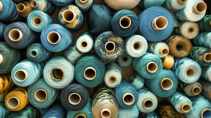 Assortment of Blue Textile Threads