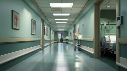 Naklejka na ściany i meble Empty hospital hallway.