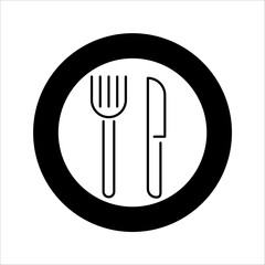 Fork, spoon, dish line icon, outline vector sign, linear pictogram isolated on white. Restaurant, food court symbol, logo illustration