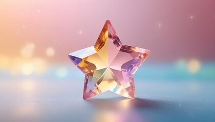 Crystal clear star colorful pastel. Valentine background. banner