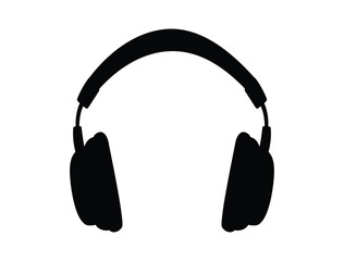Headphone silhouette vector art white background
