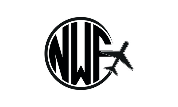 NWF three initial letter circle tour & travel agency logo design vector template. hajj Umrah agency, abstract, wordmark, business, monogram, minimalist, brand, company, flat, tourism agency, tourist