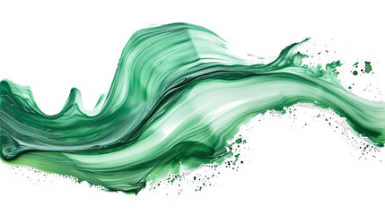 green paint brush stroke isolated over the white background as a design element of a backdrop, transparent png - obrazy, fototapety, plakaty