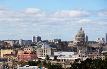 Fototapeta na wymiar Panoramic view of Havana, La Habana, in Cuba, Caribbean, America