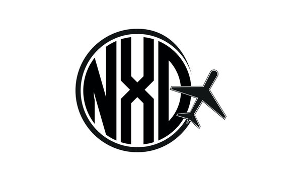NXO three initial letter circle tour & travel agency logo design vector template. hajj Umrah agency, abstract, wordmark, business, monogram, minimalist, brand, company, flat, tourism agency, tourist
