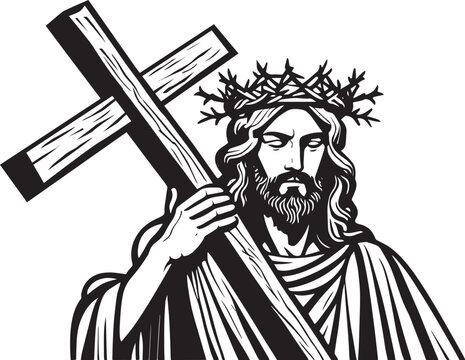 Jesus Christ Carrying the Cross Illustration