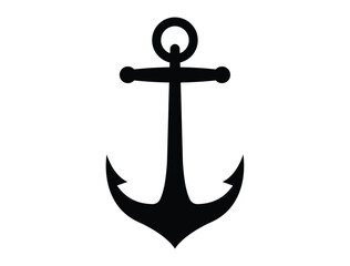 Ship anchor silhouette vector art white background