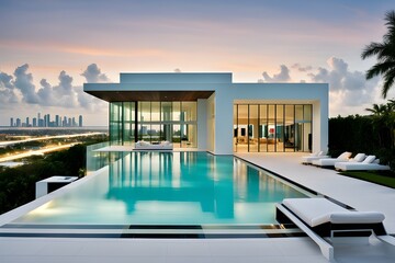 Fototapeta premium luxury swimming pool at night