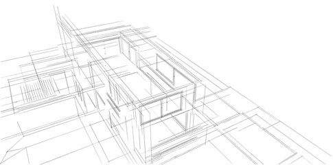 Fototapeta na wymiar house building sketch architecture 3d illustration