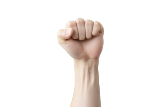 Hand Showing Sign of S Alphabet in American Sign Language (ASL), isolated on black background. Sign language