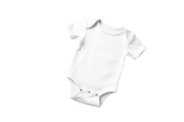 White baby onesie isolated over black background. Good for insert your design White new baby bodysuit . Closeup. Empty place for text or logo on apparel. See Less
