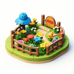 Obraz premium 3d render icon of garden cartoon plastic 3d clay generated AI