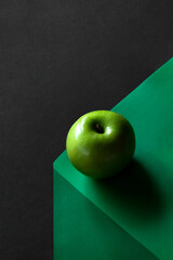 Green Apple on black background