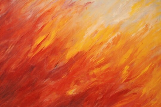Abstract orange and yellow brush strokes painted on canvas,  Colorful background