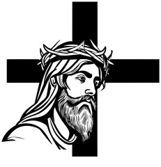 An illustration of Jesus Christ and the Cross