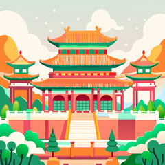 The Forbidden City China colorful vector