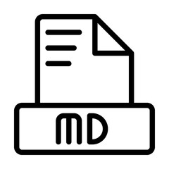 MD File Icon. Outline file extension. icons file format symbols. Vector illustration. can be used for website interfaces, mobile applications and software