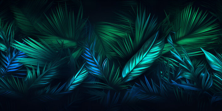 Branch palm realistic blue palm leaf dark stylish leaves tropical foliage nature background