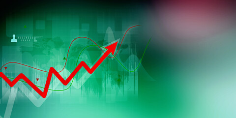 2d rendering Stock market online business concept. business Graph 
