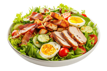 Cobb salad on white background