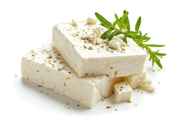 Block of feta cheese with rosemary