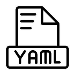 Yaml File Icon. Outline file extension. icons file format symbols. Vector illustration. can be used for website interfaces, mobile applications and software